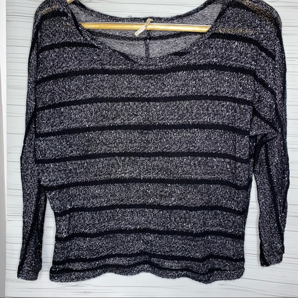 Poof Apparel L Large ANTHROPOLOGIE Top Sweater Striped